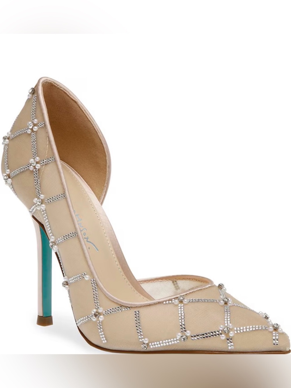 Blue by Betsey Johnson Cruze Mesh Rhinestone Pearl Dress Pumps